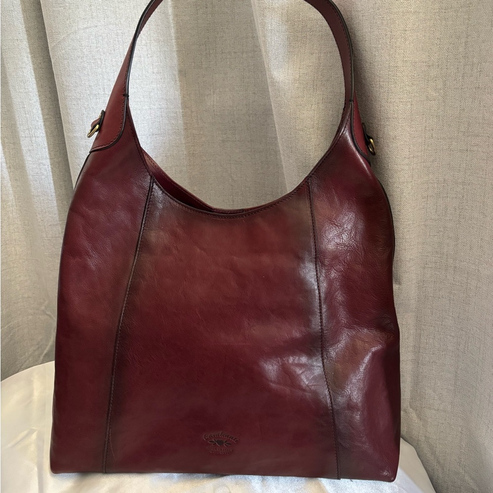 Cavalcanti Burnished Burgundy Leather Hobo Shoulder Bag NWOT!